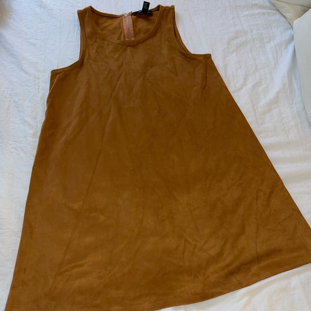 Suede Camel Shift Dress